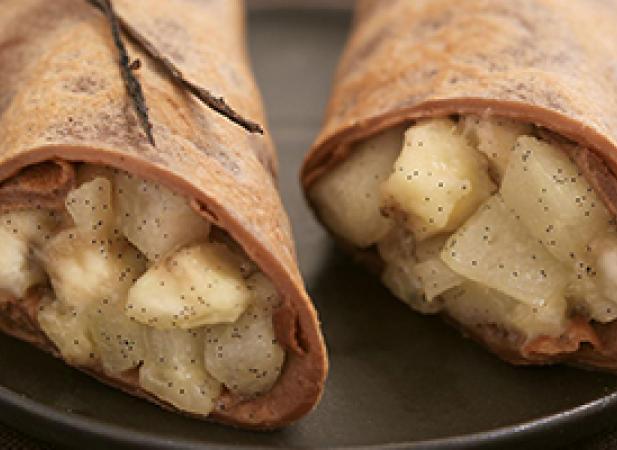 Crêpes au chocolat bananes et poires