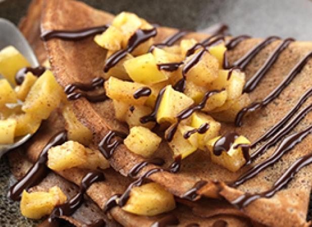 Crêpes au chocolat et compotée de mangue