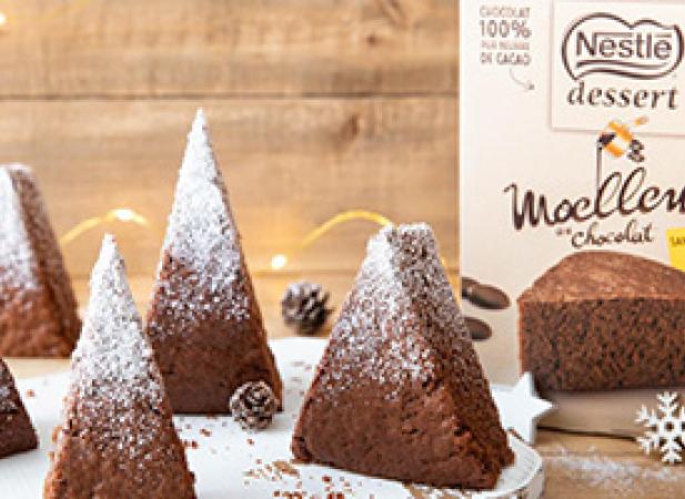 Moelleux au chocolat en forme de sapins