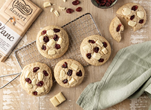 Cookies au chocolat blanc et cranberries